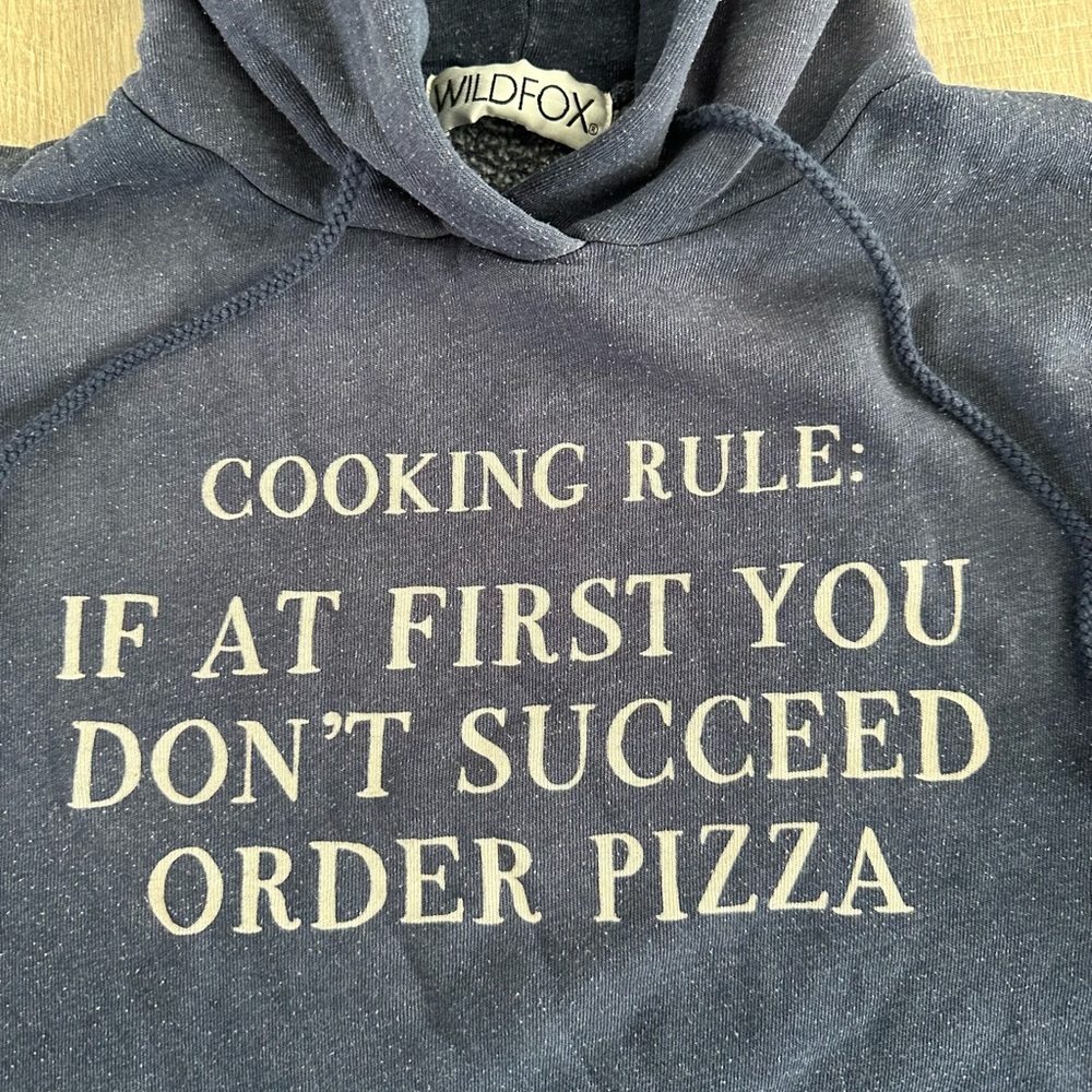 Wildfox Navy Blue Hoodie with White Text